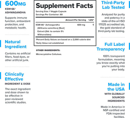 Legion KSM-66® Ashwagandha Adaptogen Root Extract 60 Servings