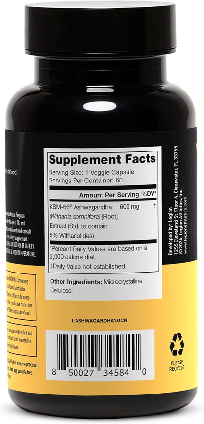 Legion KSM-66® Ashwagandha Adaptogen Root Extract 60 Servings